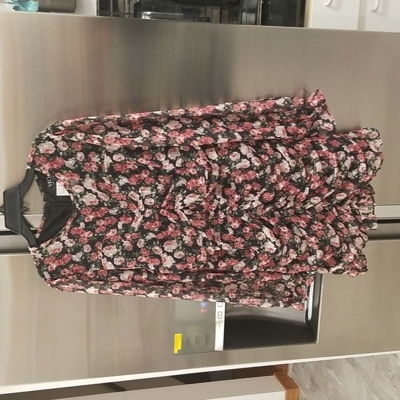 💕VICI💕 Floral Ruched Long Sleeve Minidress ~ Black Floral Print XL NWOT - Picture 7 of 14